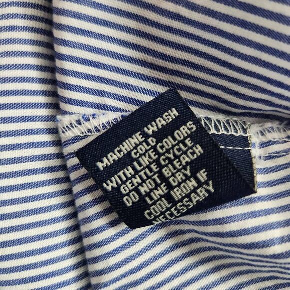 Max Edition Blue and White Stripe Wrap Blouse with Embroidery Size Large - Picture 9 of 10